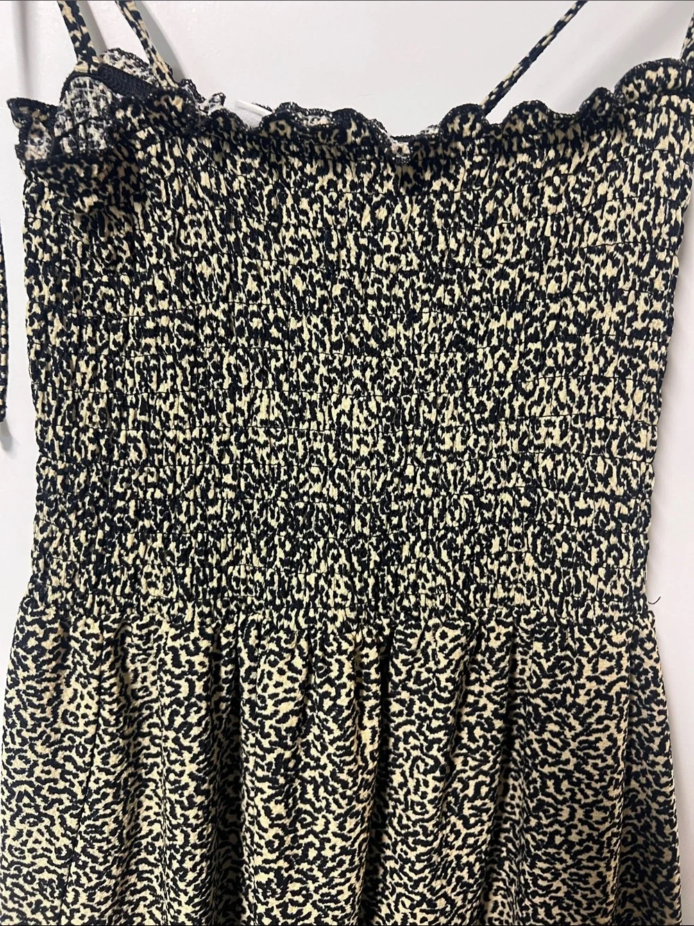 Top Shop Spaghetti Strap Mini Dress, Smocked, Tie Strap, Size 4, Animal Print - Picture 5 of 8